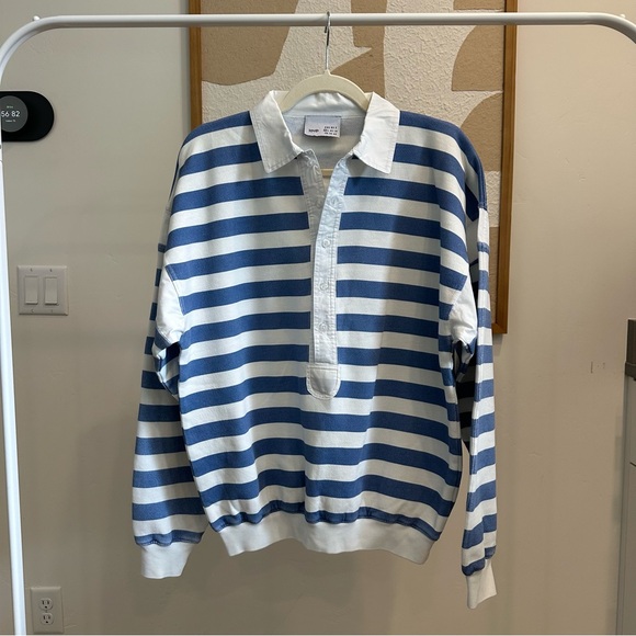 Loup Tops - Light Blue & White Striped Rugby Sweater